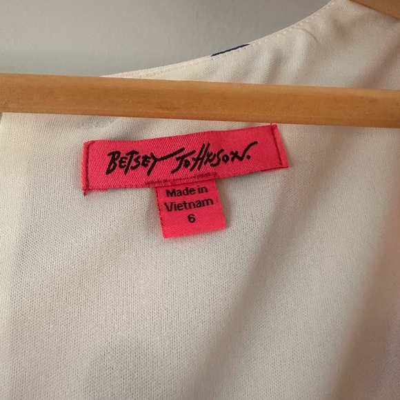 Betsy Johnson women’s white Peplum dress with royal polka dots, size 6. NWT - Picture 5 of 11